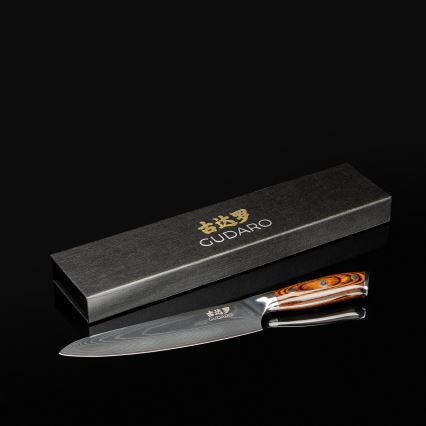 Gudaro - Faca de chef FENG 8, em aço damasco com 67 camadas, comprimento 20 cm