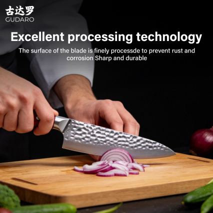 Gudaro - Faca de chef MIYABI 8, em aço damasco de 67 camadas, comprimento 20 cm