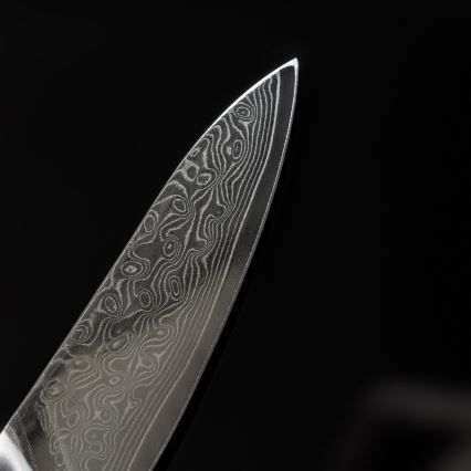 Gudaro - Faca de cozinha em aço Damasco TAKUMI 3,5, 67 camadas de aço, comprimento da lâmina 9,5 cm, cabo em nogueira