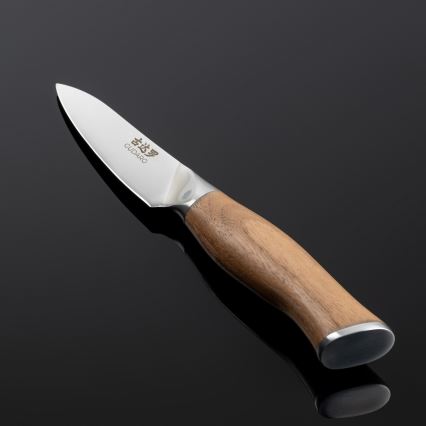 Gudaro - Faca de cozinha em aço Damasco TAKUMI 3,5, 67 camadas de aço, comprimento da lâmina 9,5 cm, cabo em nogueira