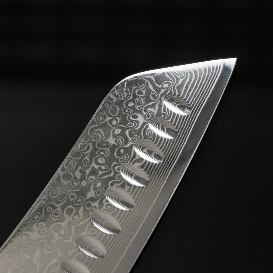 Gudaro - Faca de cozinha Santoku Damasco TAKUMI 7, 67 camadas de aço, comprimento 17,5 cm, nogueira