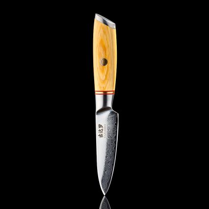Gudaro - Faca de cozinha HIKARI em aço Damasco 3,5, 67 camadas de aço, comprimento 9,5 cm