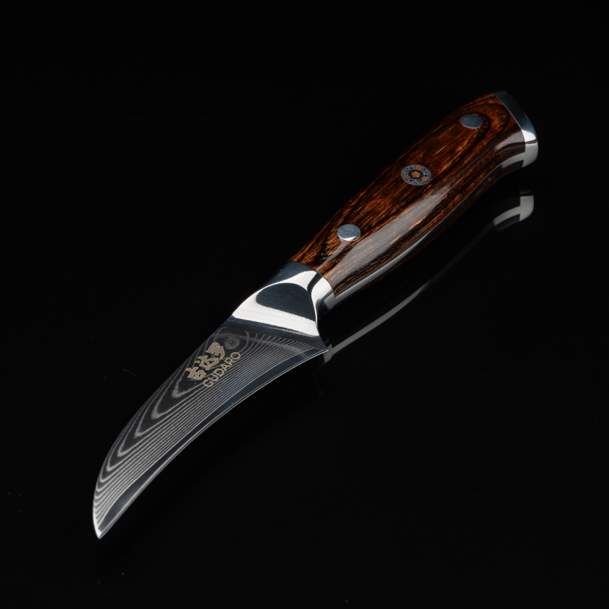 Gudaro -Faca de cozinha para frutas FENG 3,5, em aço damasco de 67 camadas, comprimento 9,5 cm