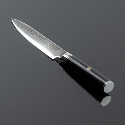 Gudaro - Faca universal de cozinha AKIRO 5, em aço damasco (67 camadas), comprimento 12,5 cm, preta