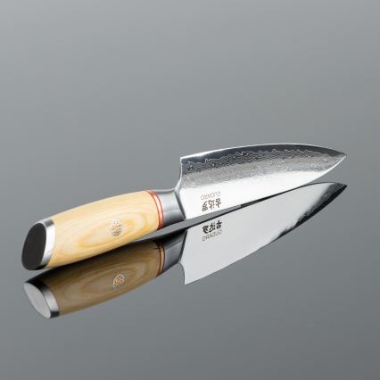 Gudaro - Faca de cozinha universal em aço damasco HIKARI 5, 67 camadas de aço, comprimento 12,5 cm