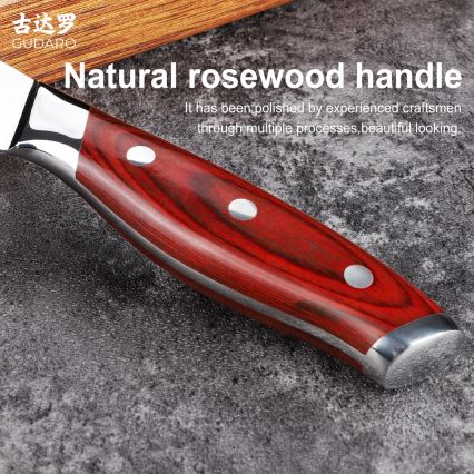 Gudaro - Faca de cozinha universal em aço damasco KENSHO 5, 67 camadas de aço, comprimento 12,5 cm