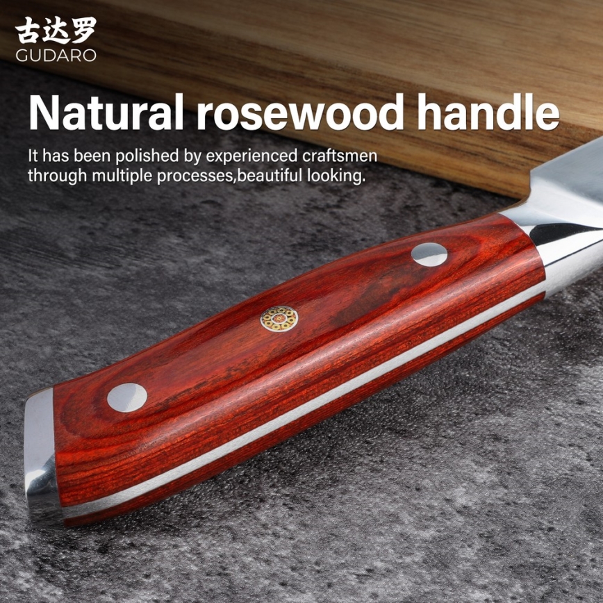 Gudaro - Faca de cozinha universal em aço damasco MIYABI 5, 67 camadas de aço, comprimento 12,5 cm