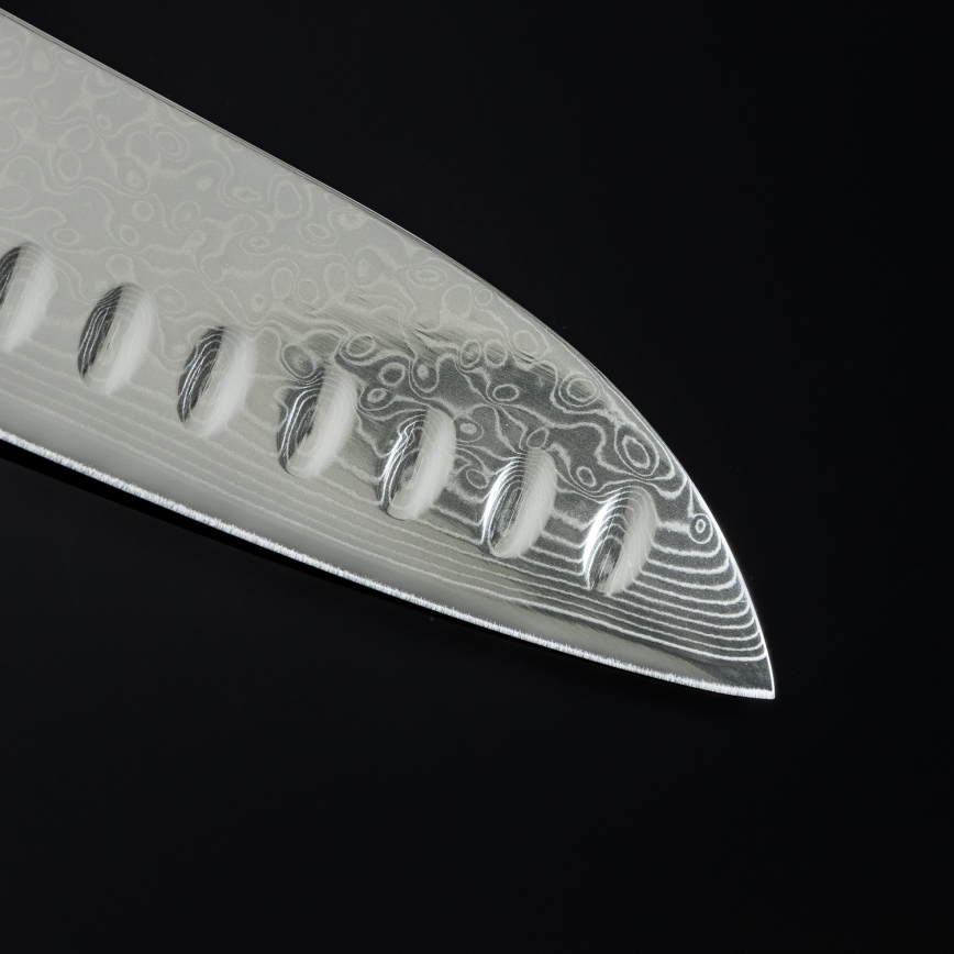 Gudaro - Faca Santoku de cozinha SHIRO 7, em aço damasco com 67 camadas, comprimento 17,5 cm