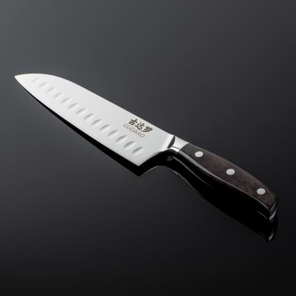 Gudaro - Faca Santoku de cozinha SHIRO 7, em aço damasco com 67 camadas, comprimento 17,5 cm