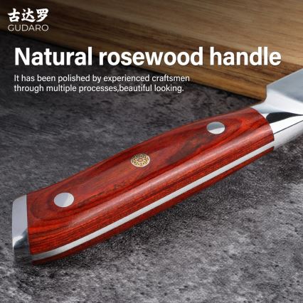 Gudaro - Faca de cozinha Santoku MIYABI 7, aço damasco de 67 camadas, comprimento 17,5 cm