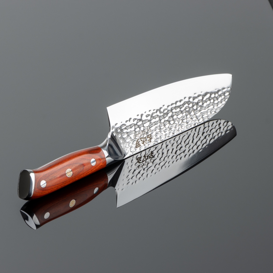 Gudaro - Faca de cozinha Santoku MIYABI 7, aço damasco de 67 camadas, comprimento 17,5 cm
