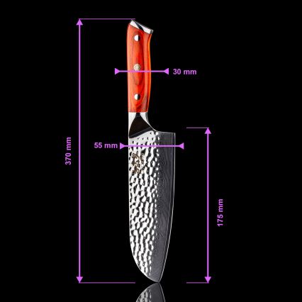 Gudaro - Faca de cozinha Santoku MIYABI 7, aço damasco de 67 camadas, comprimento 17,5 cm