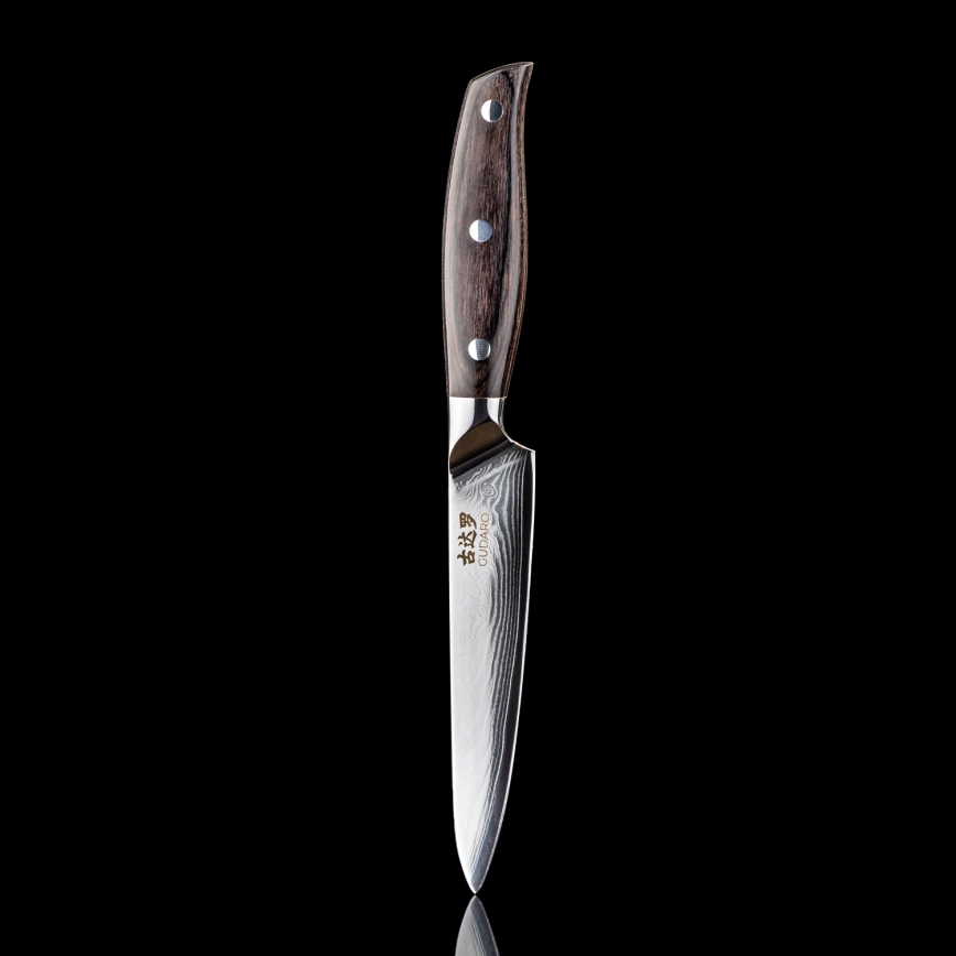 Gudaro - Faca de cozinha universal SHIRO 5, em aço damasco com 67 camadas, comprimento 12,5 cm
