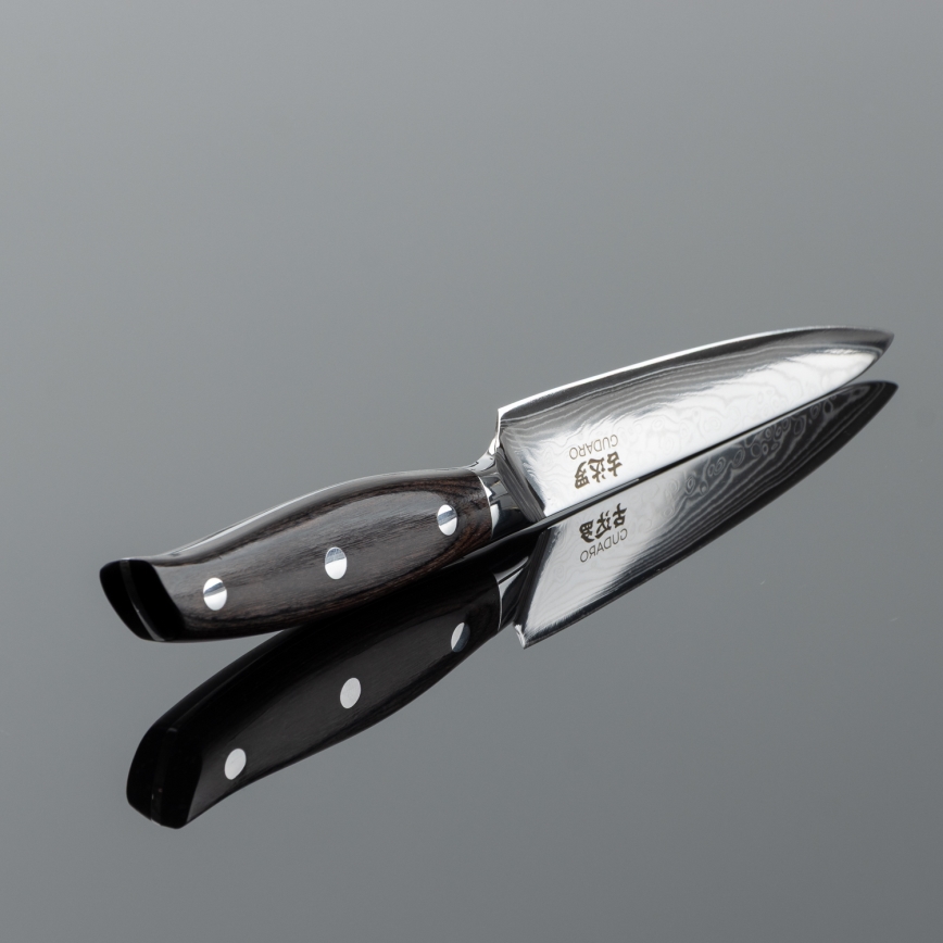Gudaro - Faca de cozinha universal SHIRO 5, em aço damasco com 67 camadas, comprimento 12,5 cm