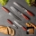 Gudaro - Jogo de 5 facas de cozinha em aço damasco KENSHO + suporte magnético