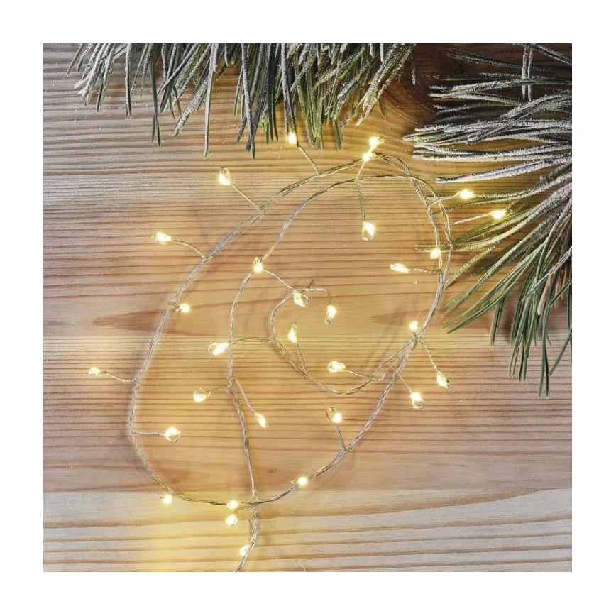 Guirlanda de 100 LEDs/3xAA 2,7 m branco quente