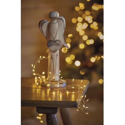 Guirlanda de 100 LEDs/3xAA 2,7 m branco quente