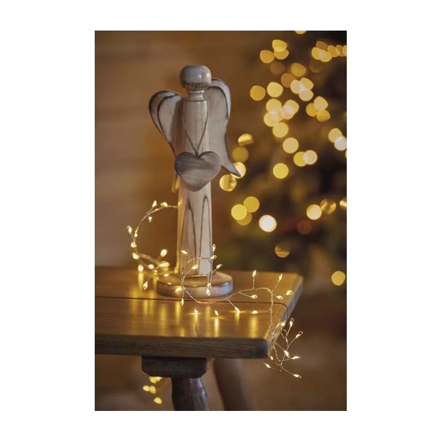 Guirlanda de 100 LEDs/3xAA 2,7 m branco quente