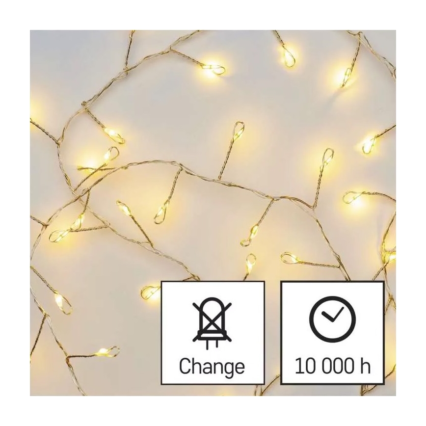 Guirlanda de 100 LEDs/3xAA 2,7 m branco quente