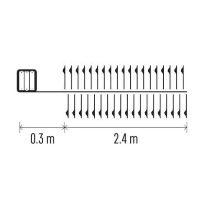 Guirlanda de 100 LEDs/3xAA 2,7 m branco quente