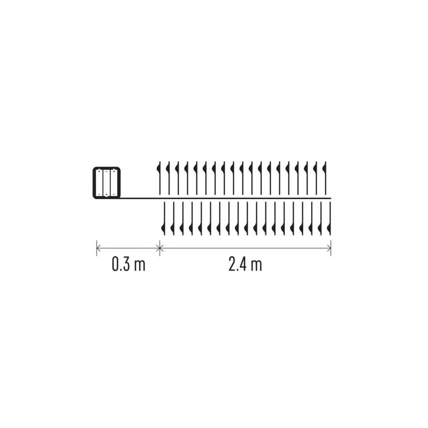 Guirlanda de 100 LEDs/3xAA 2,7 m branco quente