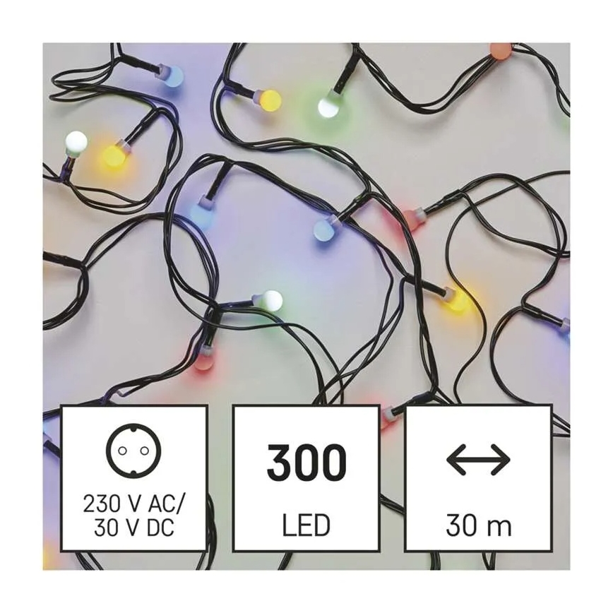 Guirlanda de LED 300 LEDs / 8 funções, 35 m, IP44, branco quente