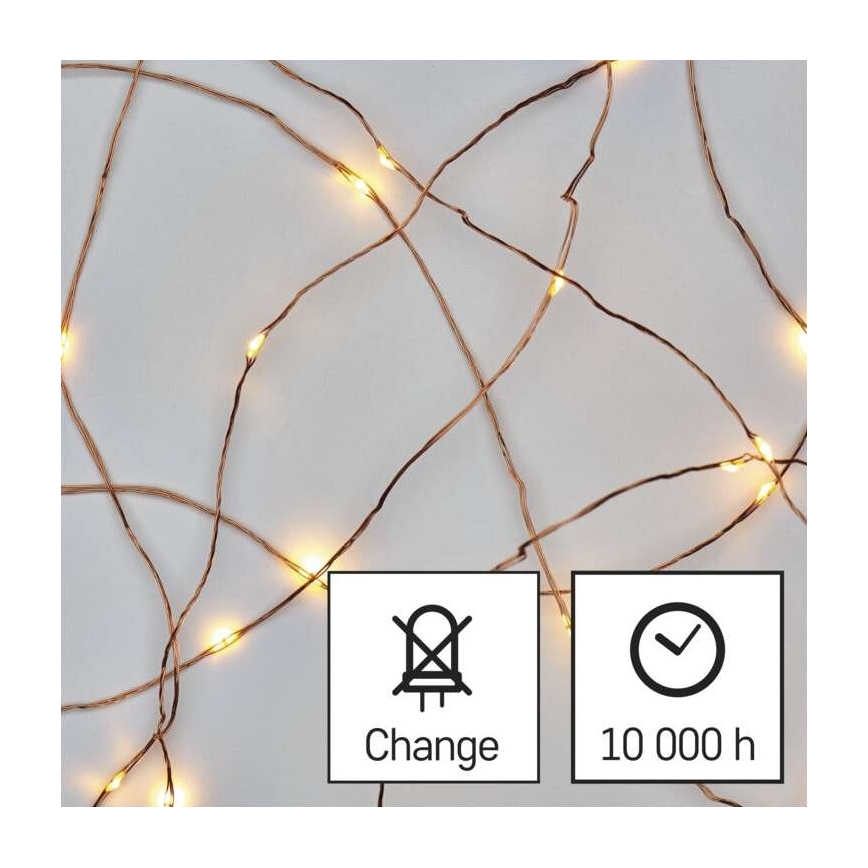 Guirlanda de luzes de Natal LED para exterior 40xLED/9m IP44 branco quente