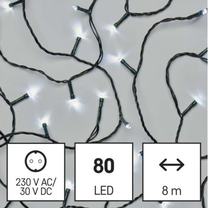 Guirlanda de luzes LED de Natal para exterior 80xLED/13m IP44 branco frio