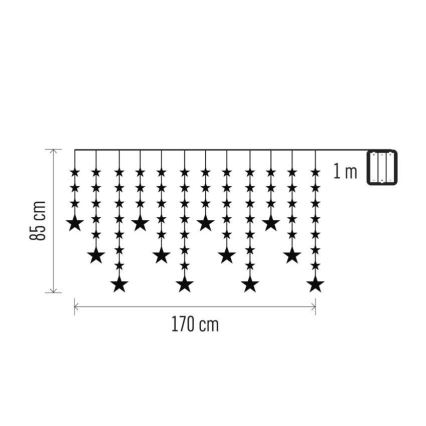 Guirlanda de luzes LED para exterior 120 LEDs/8 funções 3xAA 1,7 m IP44 branco frio