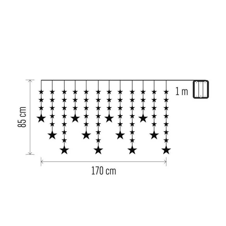 Guirlanda de luzes LED para exterior 120 LEDs/8 funções 3xAA 1,7 m IP44 branco frio