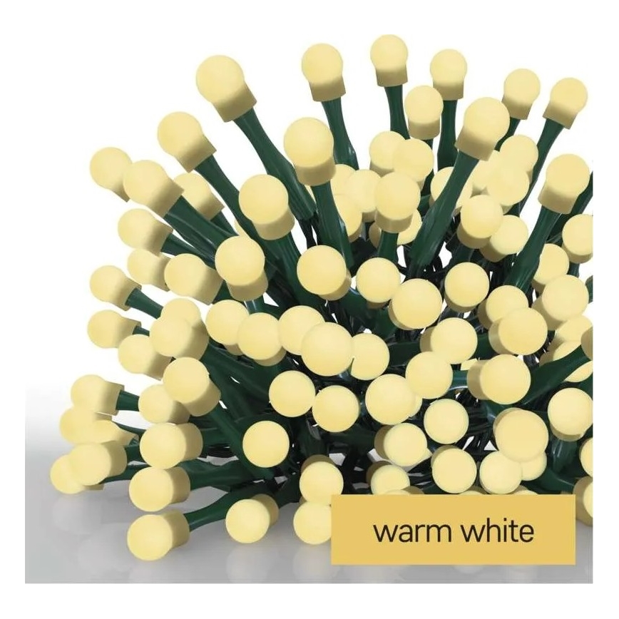Guirlanda de luzes LED para Natal – 200 LEDs, 8 funções, 20 m, IP44, branco quente