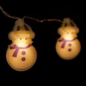 Guirlanda de Natal LED 10xLED/2xAA 1,35 m branco quente boneco de neve