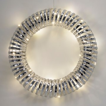 Guirlanda de Natal LED 30xLED/3xAA diâmetro 40 cm, luz branca quente, prateada