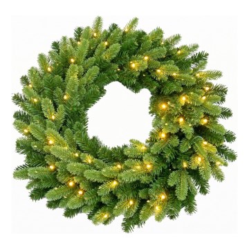 Guirlanda de Natal LED, 50 LEDs / 3x AA, 8 funções, diâmetro 60 cm, luz branca quente