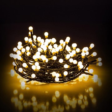 Guirlanda de Natal LED para exterior, 100 LEDs / 8 funções, 15 m, IP44, branco quente