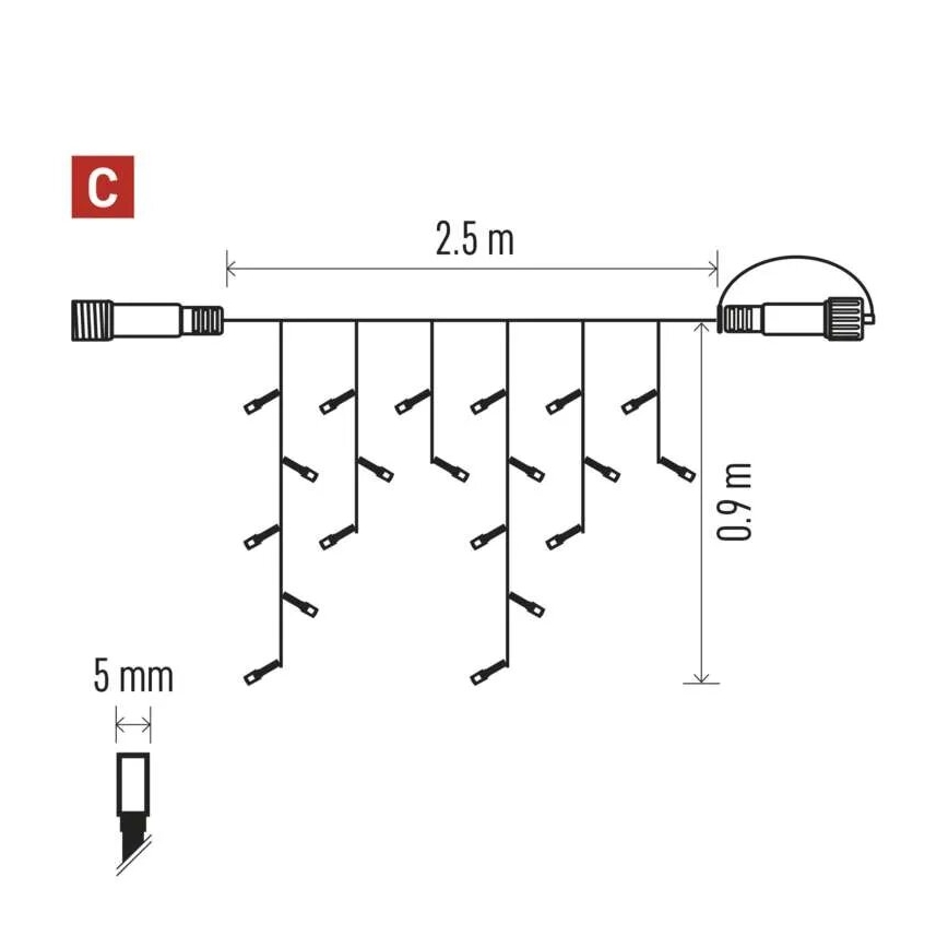 Guirlanda de Natal LED para exterior 100xLED/2,5x0,9m IP44 branco quente
