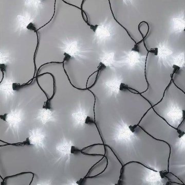 Guirlanda de Natal LED para exterior, 50 LEDs, 8 funções, 14,8 m, IP44, branco frio