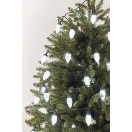 Guirlanda de Natal LED para exterior, 50 LEDs, 8 funções, 14,8 m, IP44, branco frio