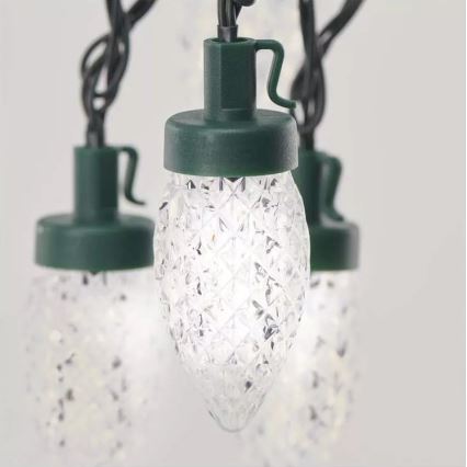 Guirlanda de Natal LED para exterior, 50 LEDs, 8 funções, 14,8 m, IP44, branco frio