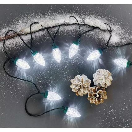 Guirlanda de Natal LED para exterior, 50 LEDs, 8 funções, 14,8 m, IP44, branco frio