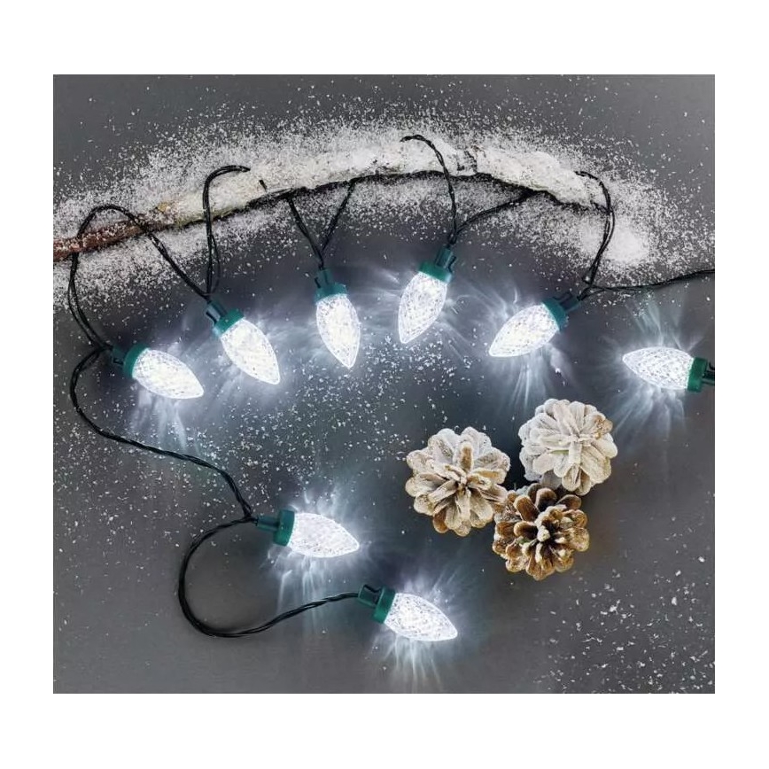 Guirlanda de Natal LED para exterior, 50 LEDs, 8 funções, 14,8 m, IP44, branco frio