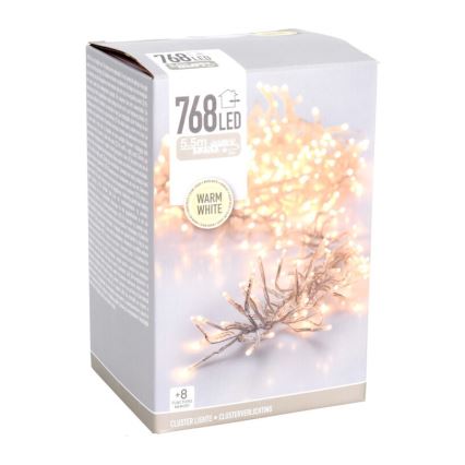 Guirlanda de Natal LED para exterior 768xLED/230V/8 funções 8,5 m IP44 branco quente