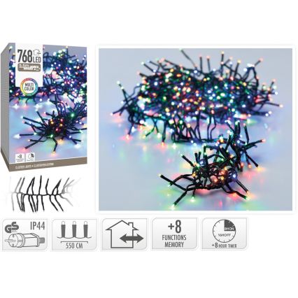 Guirlanda de Natal LED para exterior 768xLED/230V/8 funções 8,5 m IP44 multicolorido