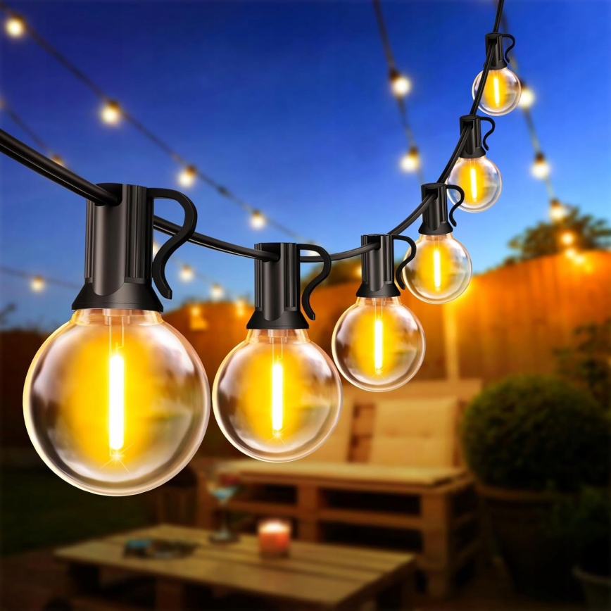 Guirlanda decorativa LED para exterior 25xE12/1W/230V, 17,5 m, IP65, preta