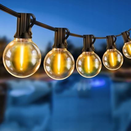 Guirlanda decorativa LED para exterior 25xE12/1W/230V, 17,5 m, IP65, preta