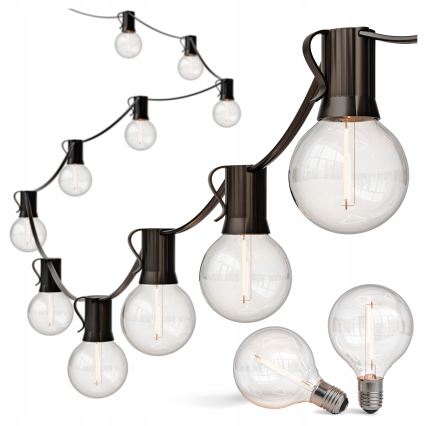 Guirlanda decorativa LED para exterior 36xE12/1W/230V 22,35 m IP65 preta
