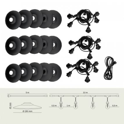 Guirlanda decorativa para exterior CRETE 15xE27/230V 20m IP44
