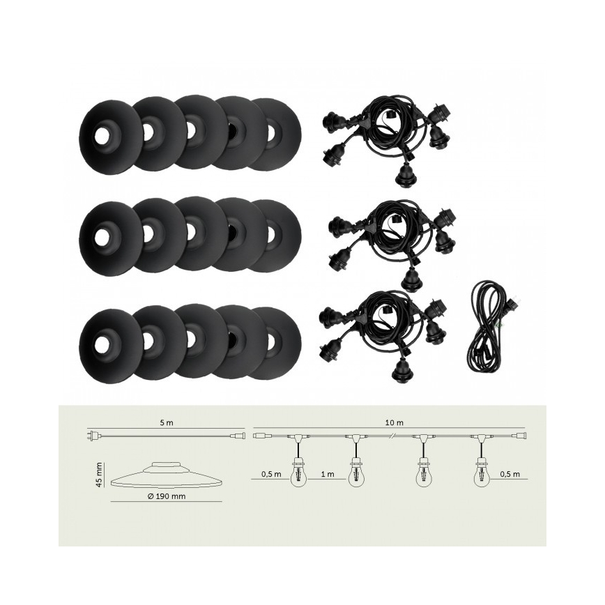 Guirlanda decorativa para exterior CRETE 15xE27/230V 20m IP44