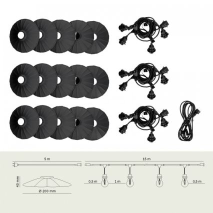 Guirlanda decorativa para exterior CRETE 15xE27/230V 20m IP44