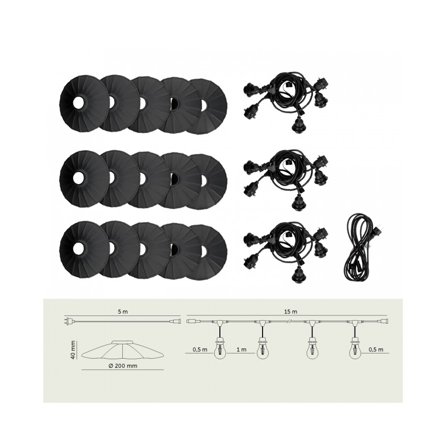 Guirlanda decorativa para exterior CRETE 15xE27/230V 20m IP44